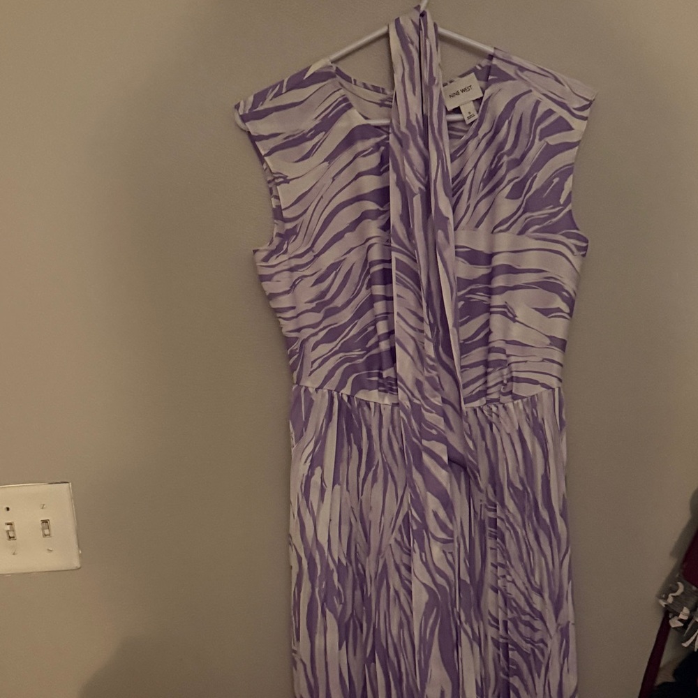 Nine West Lavender Zebra Print Midi Dress